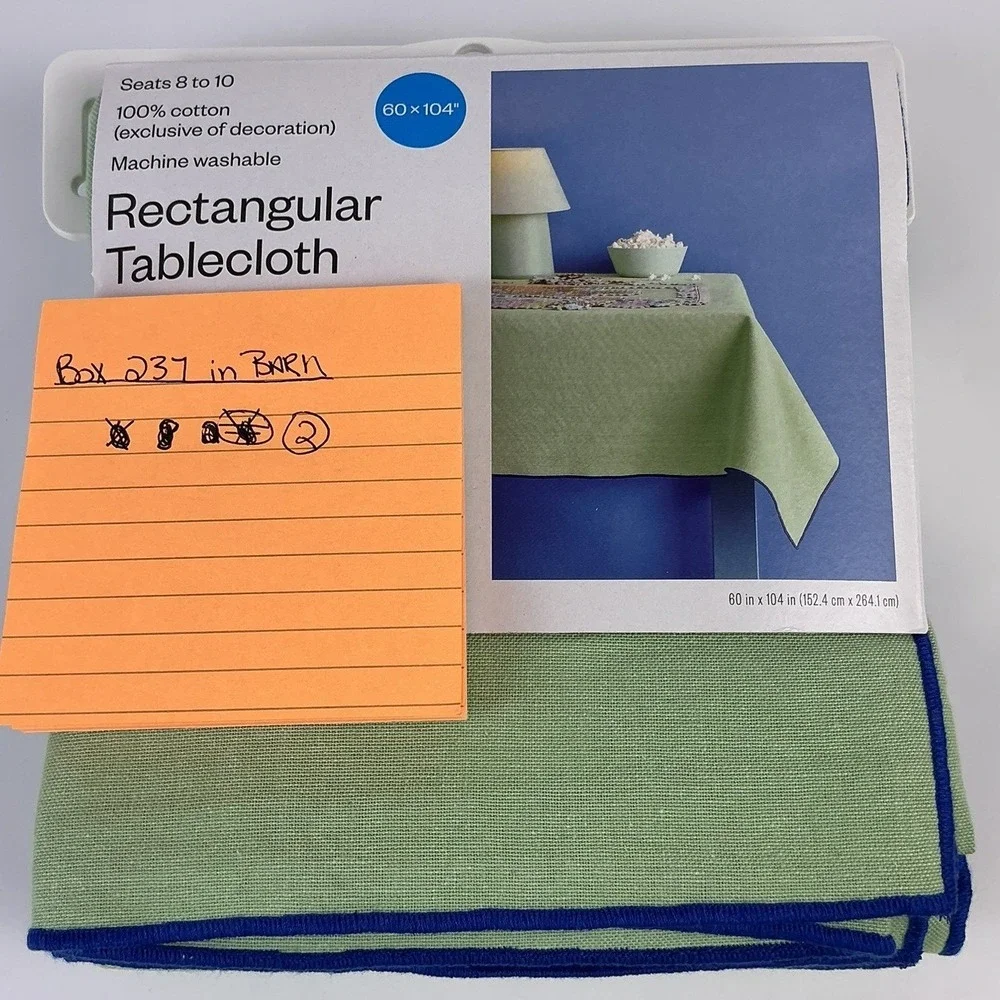 Room‎ Essentials Green Rectangular Tablecloth 60 x 104 Cotton Seats 8–10